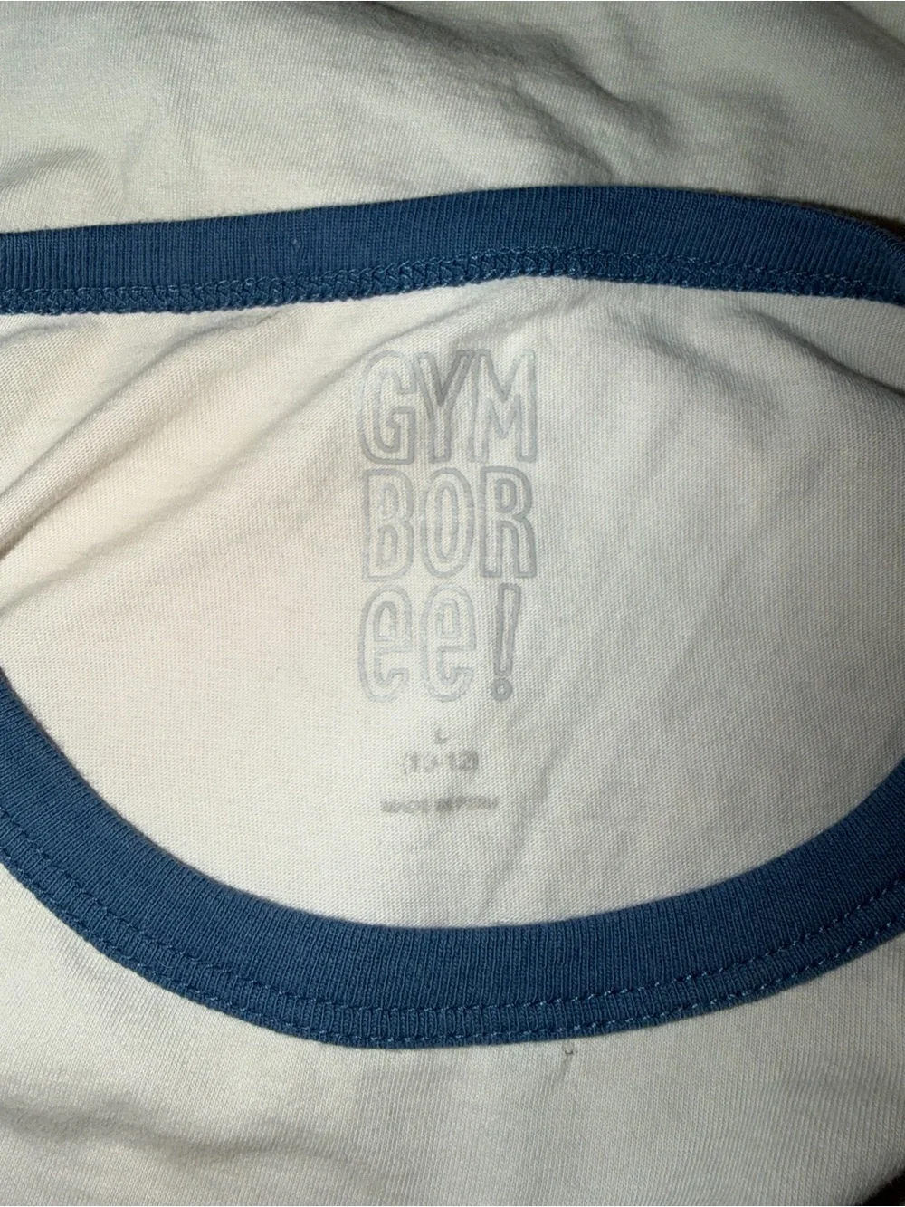 Gymboree Cream Ringer Tee with Navy Trim and Multicolor Lightning